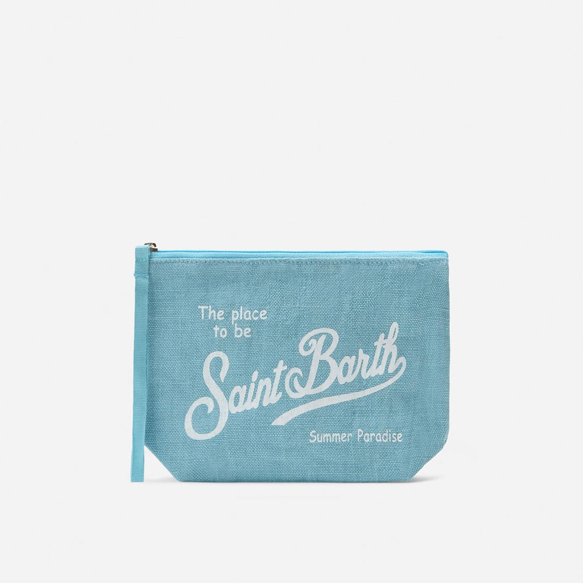 Pochette in lino azzurra