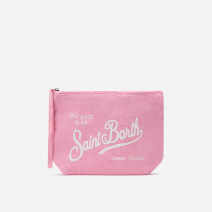 Pochette in lino rosa