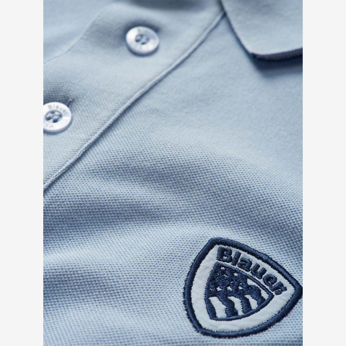 Polo con bordino azzurra Blauer USA