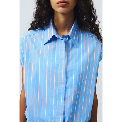 Camicia in popeline a righe smanicata