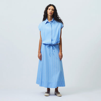Camicia in popeline a righe smanicata