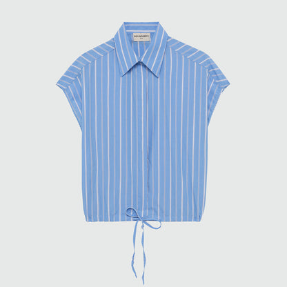 Camicia in popeline a righe smanicata