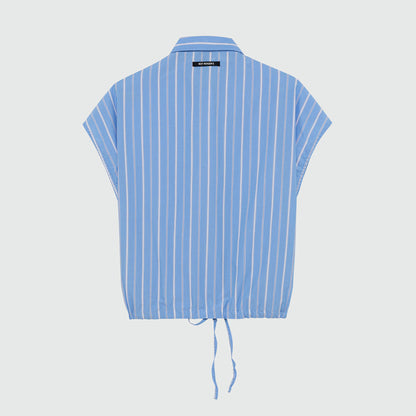 Camicia in popeline a righe smanicata