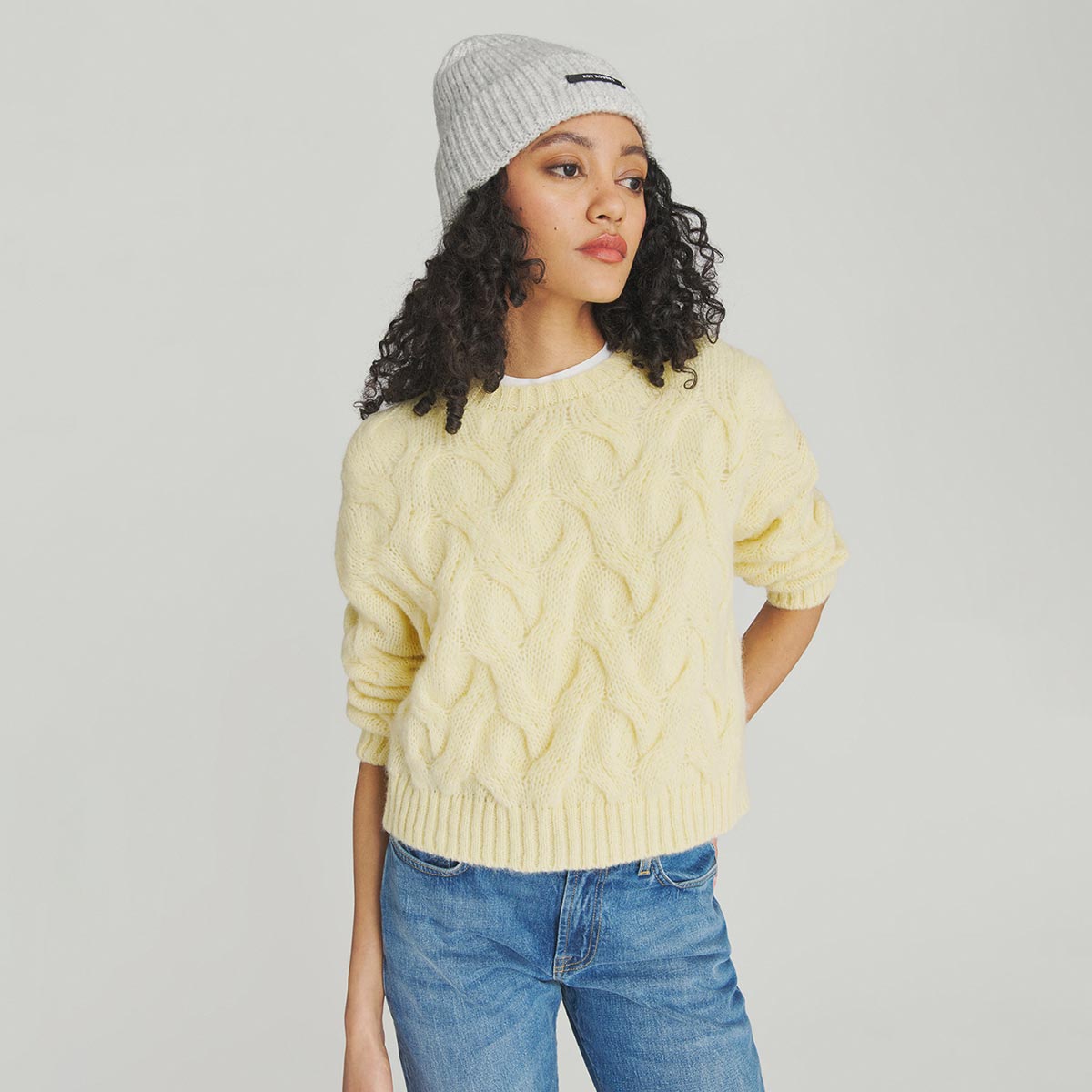 Maglione a trecce in misto Alpaca