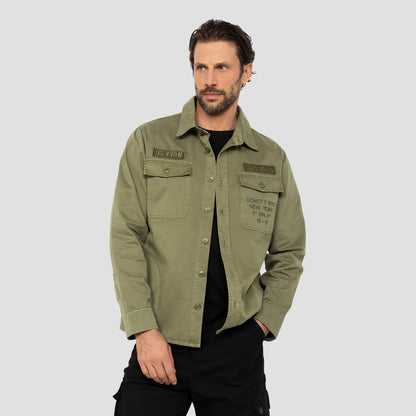 Giacca a camicia ricamata in cotone