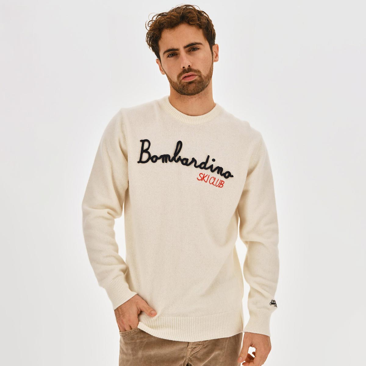 Maglione ricamato bombardino