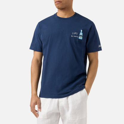 T-shirt con ricamo lupo di mare