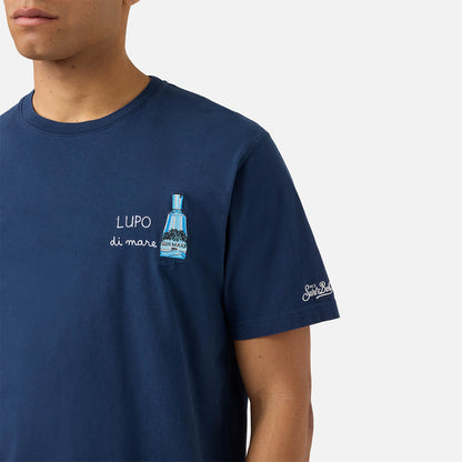T-shirt con ricamo lupo di mare