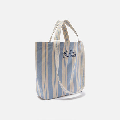 Borsa shopper in cotone a righe