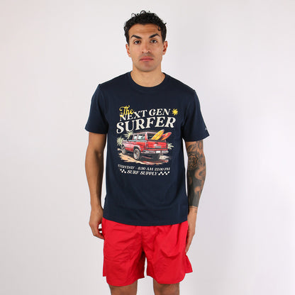 T-shirt blu in cotone con stampa