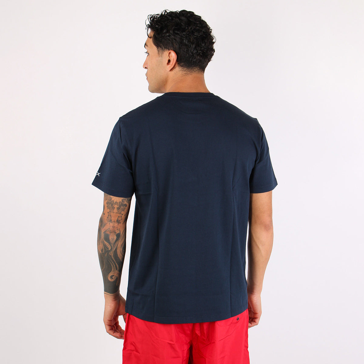 T-shirt blu in cotone con stampa
