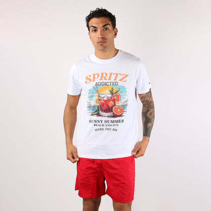 T-shirt bianca in cotone con stampa