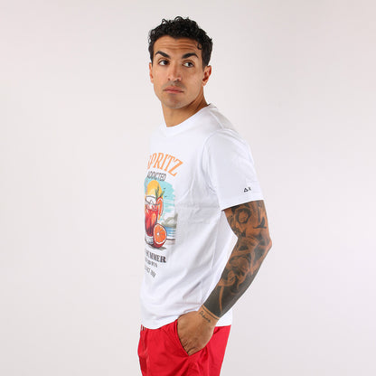 T-shirt bianca in cotone con stampa