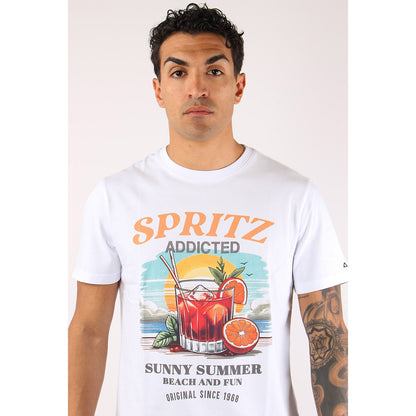 T-shirt bianca in cotone con stampa