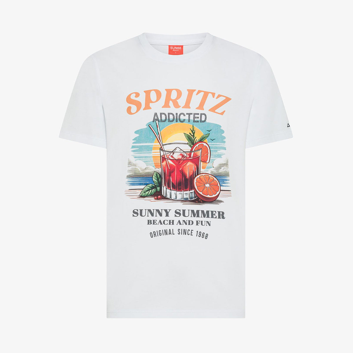 T-shirt bianca in cotone con stampa