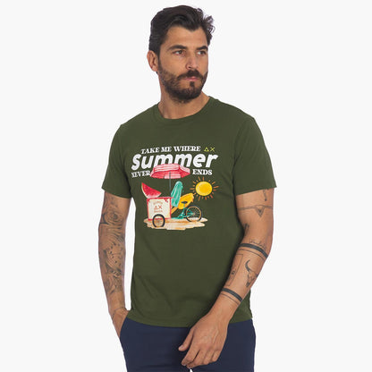 T-shirt verde con stampa summer vibes