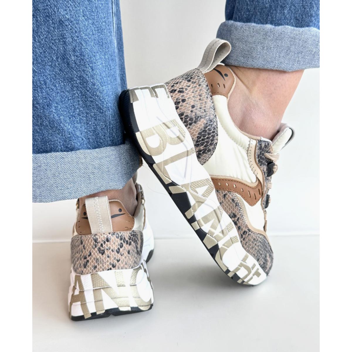 Sneaker in pelle stampa pitonata