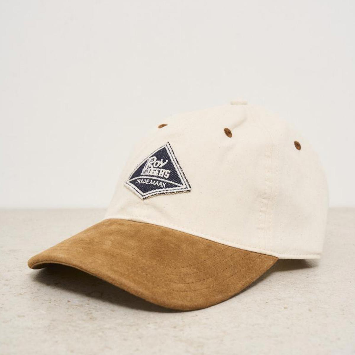 Visiera in denim e camoscio