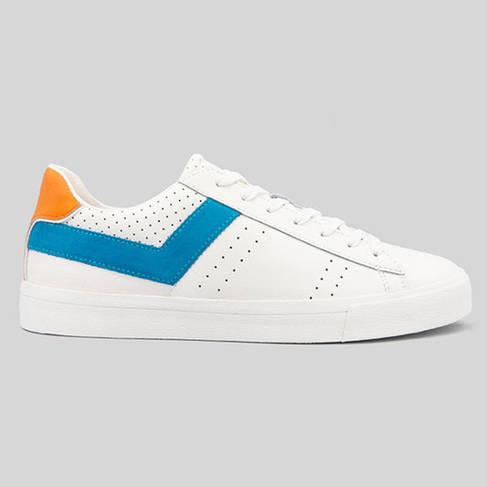 Sneaker in pelle bianca e azzurra