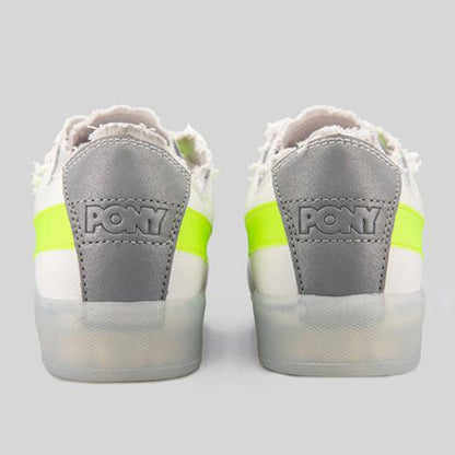 Sneaker in pelle bianca e verde fluo