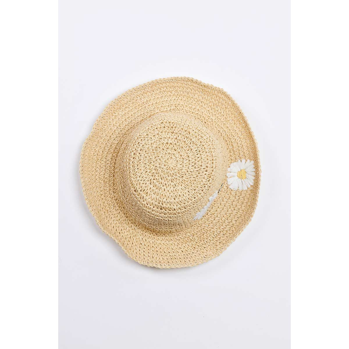 Cappello beige con fiori