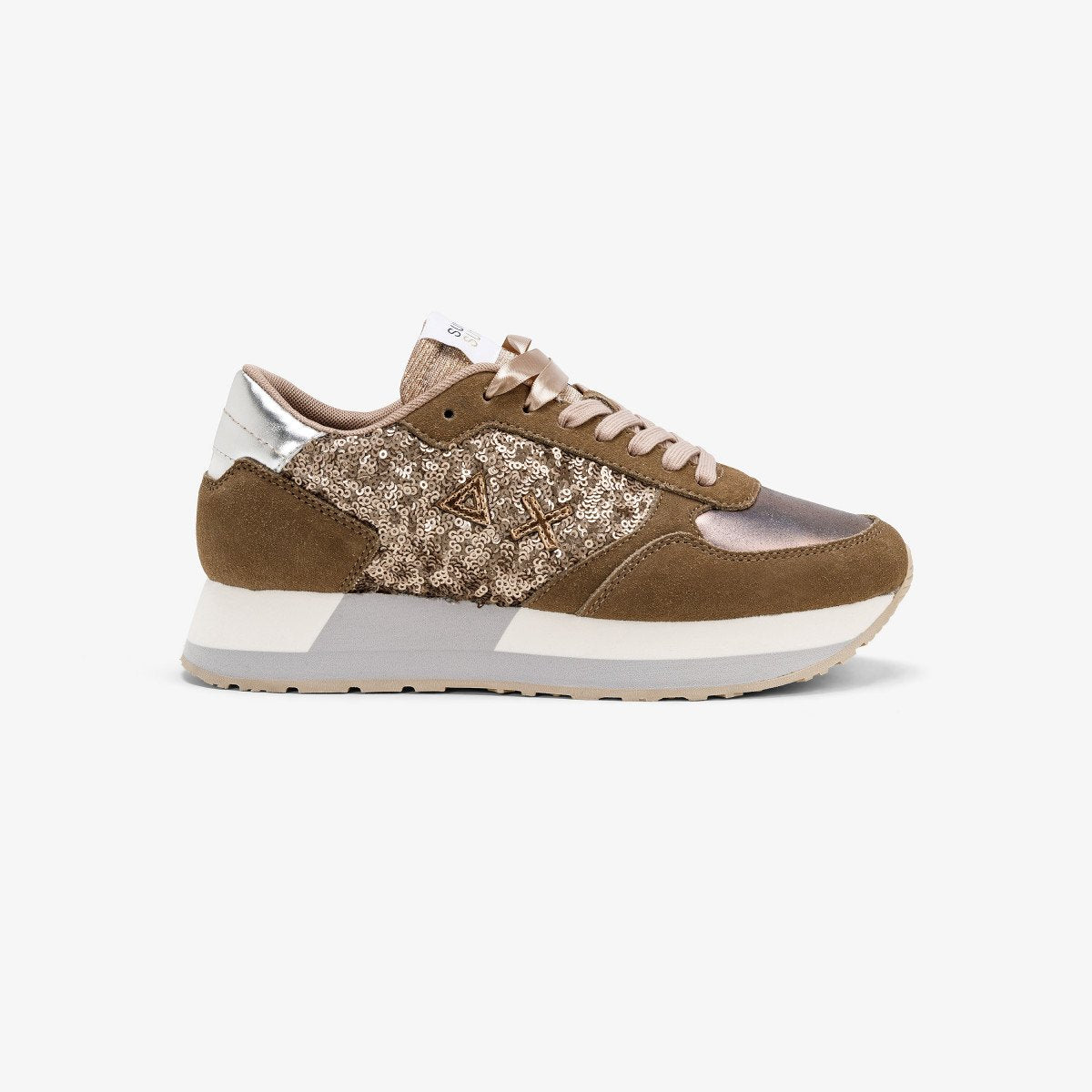 Sneaker paillettes beige