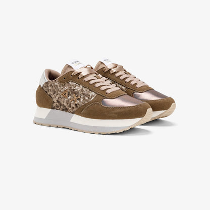 Sneaker paillettes beige