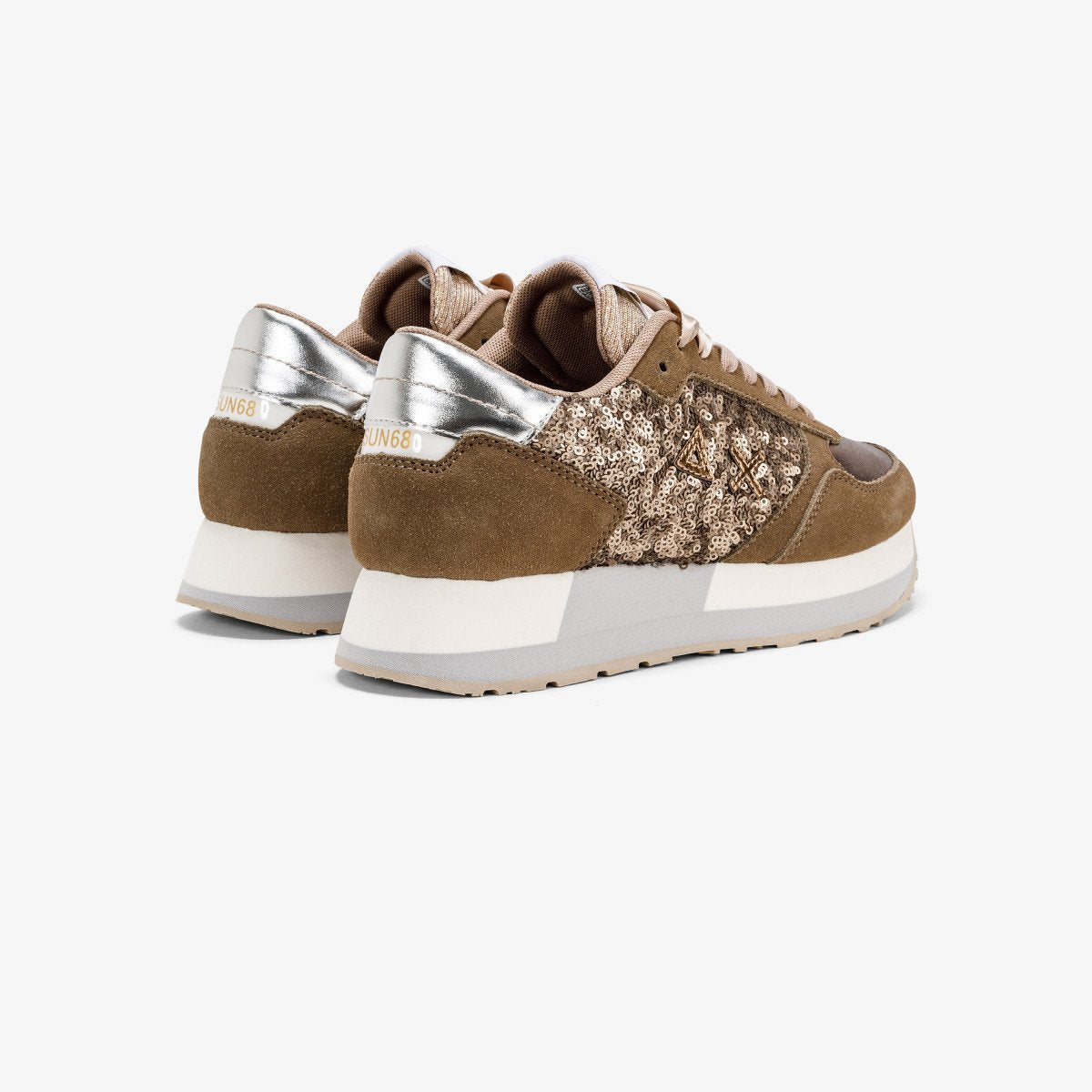 Sneaker paillettes beige